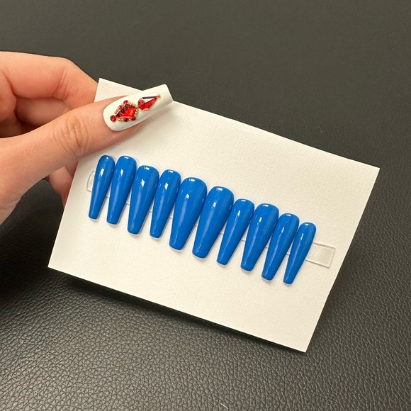 Blue set handmade press on - Picture 5 of 9